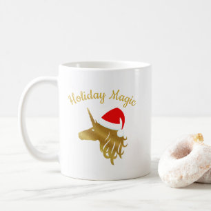 Café Taza mágica de unicornio navideño en rojo