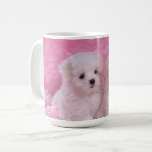 Café Taza maltesa adorable de los perritos