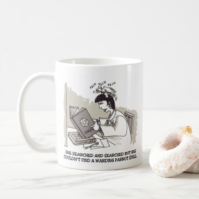 Café Taza mano derecha de loro bruja (Con donut)