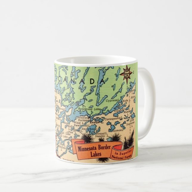 Café Taza Mapa de los Lagos Fronterizos de Minnesota (Anverso derecho)