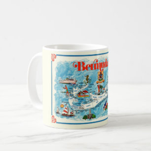 Café Taza Mapa de Tarjeta Postal Ilustrada y Colorida d