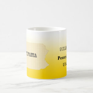 Café Taza - Mapa del estado de Pensilvania con ciudad