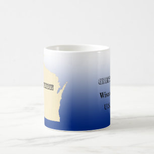 Café Taza - Mapa del estado de Wisconsin con ciudad