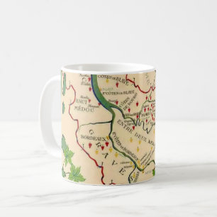 Café Taza Mapa del Vino de Burdeos Francia