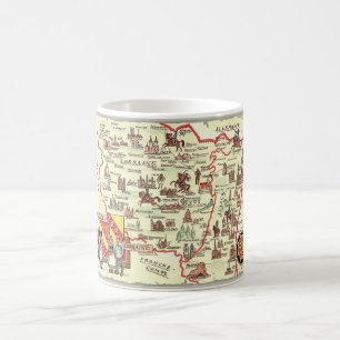 Café Taza Mapa Ilustrado de Alsacia Lorena Francia