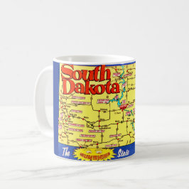 Café Taza Mapa Retro de Dakota del Sur