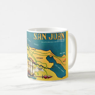 Café Taza Mapa Retro de San Juan