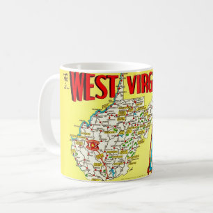 Café Taza Mapa Retro de West Virginia