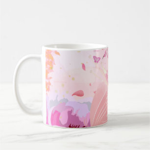 Café Taza Mariposa Flor de Cerezo Rosa   Floral Primave