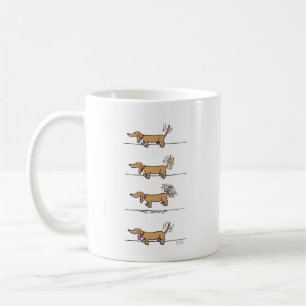Café Taza marrón de Dachshund volador
