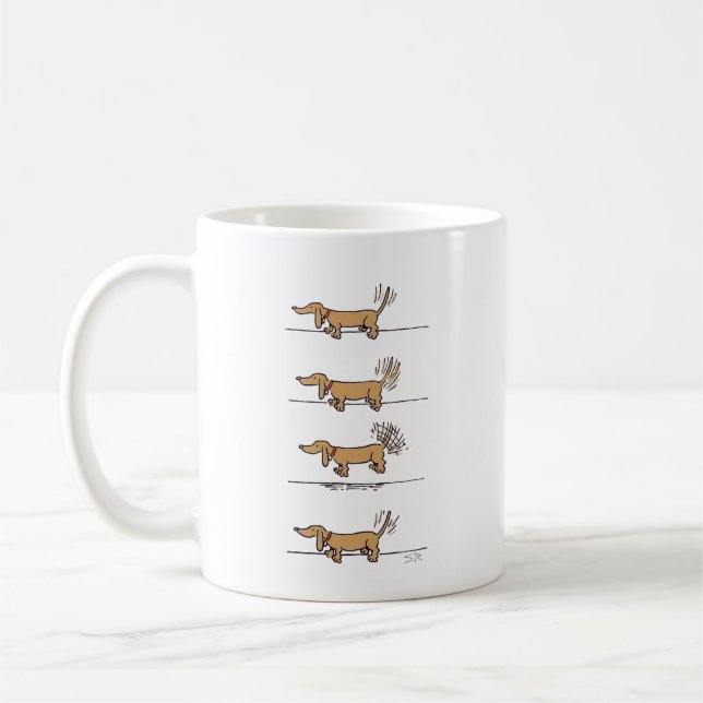Café Taza marrón de Dachshund volador (Izquierda)