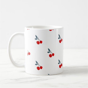 Café Taza Minimalista con Patrón de Cereza Dulce
