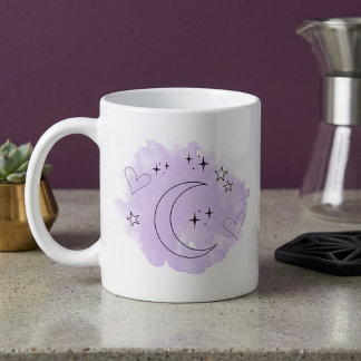 Café Taza Minimalista de Acuarela Lavanda