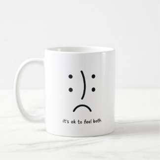 Café Taza Minimalista de Cara de Doble Emoción