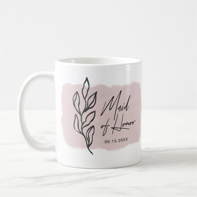 Café Taza moderna de botánica pastel Dama de Honor (Izquierda)