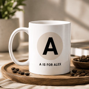 Café Taza moderna de inicial – Diseño “A es para [Nombr