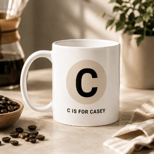 Café Taza Moderna de Inicial – Diseño “C es para [Nombr