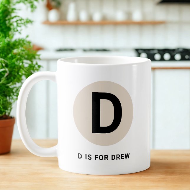 Café Taza moderna de inicial – Diseño “D es para [Nombr (Subido por el creador)