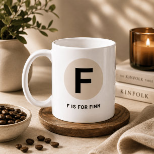 Café Taza moderna de inicial – Diseño “F es para [Nombr