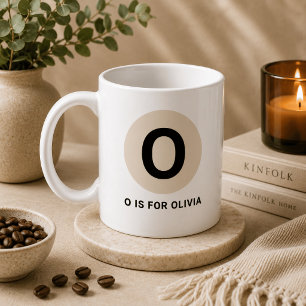 Café Taza moderna de inicial – Diseño “O es para [Nombr
