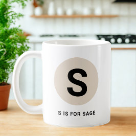 Café Taza moderna de inicial – Diseño “S es para [Nombr