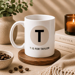 Café Taza moderna de inicial – Diseño “T es para [Nombr