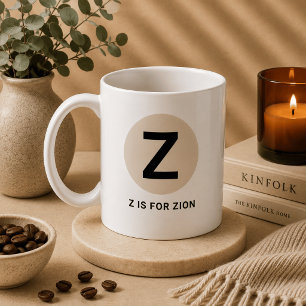 Café Taza moderna de inicial – Diseño “Z es para [Nombr