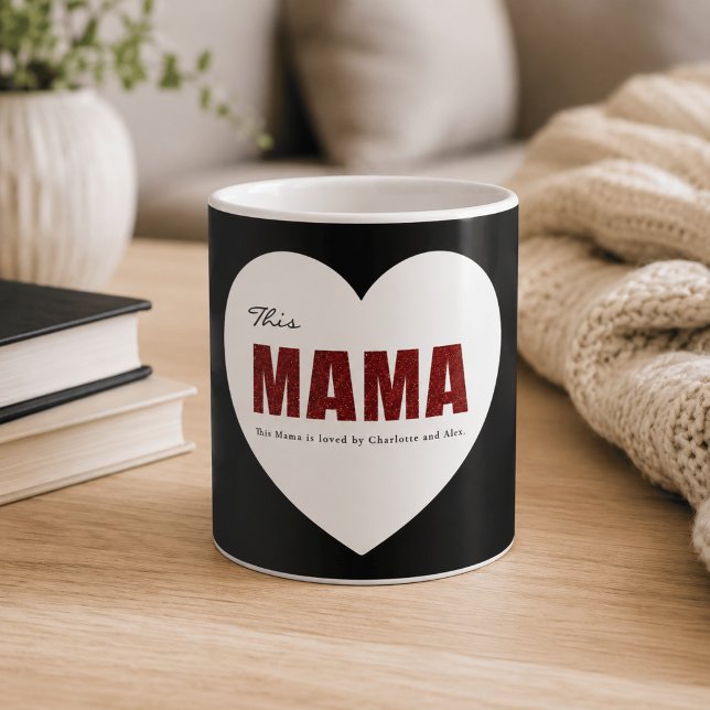 Café Taza moderna personalizada del corazón de Mama (Subido por el creador)