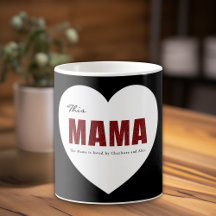 Taza moderna personalizada del corazón de Mama