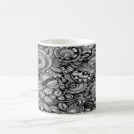 Café Taza Monocroma de Garabatos – Un Mundo de Ensueño 