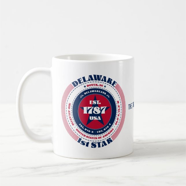 Café Taza Monograma Circular Patriótica de Delaware (Izquierda)