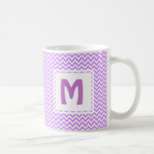Café Taza Monogramática Favorita de Chevron Morado Lava