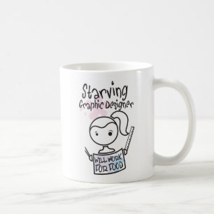 Café Taza muerta de hambre del diseñador gráfico