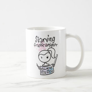 Café Taza muerta de hambre del diseñador gráfico