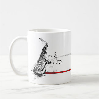 Café Taza musical del saxofón para los amantes de la