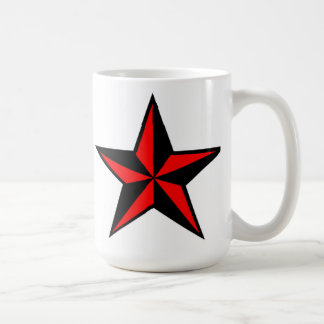 Café Taza náutica roja y negra de la estrella