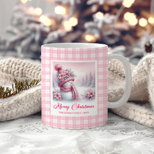 Café Taza Navideña Acogedora Muñeco de Nieve Rosa Bosqu