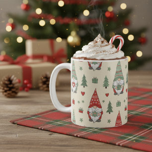 Café Taza navideña de gnomos adorables – Patrón acogedo
