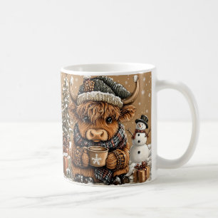 Café Taza Navideña de Vaca de las Tierras Altas Adorabl