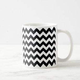 Café Taza negra/blanca del zigzag de Chevron