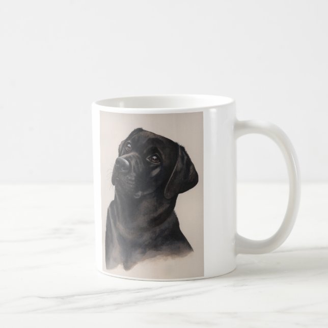 Café Taza negra de Labrador con "el texto del mejor (Derecha)