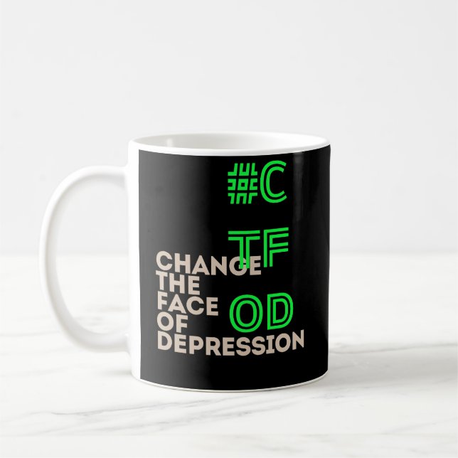 Café Taza negra de neón CTFOD Change the Face of Depres (Izquierda)