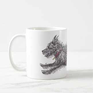 Café Taza negra desaliñada de Runing Terrier