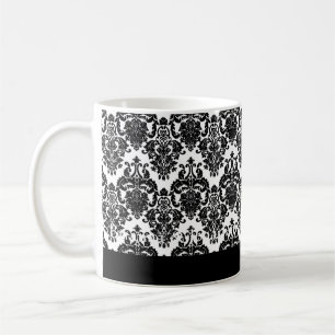 Café Taza NEGRA y BLANCA elegante del damasco de la
