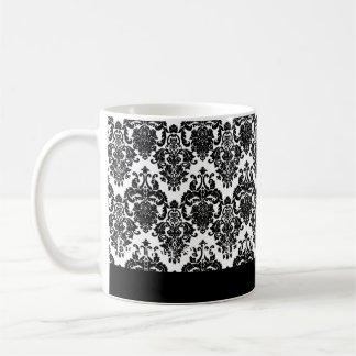 Café Taza NEGRA y BLANCA elegante del damasco de la