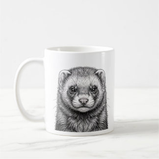 Café Taza negra y blanca para amantes de los hurones