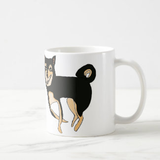 Café Taza negra y del moreno divertida y linda de Shiba