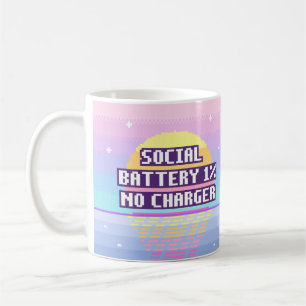 Café Taza Neurodivergente Cargador de Batería Social 1%