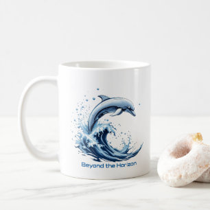 Café Taza Ola de Delfín - Más allá del Horizonte