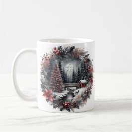 Café Taza paisaje corona de Navidad